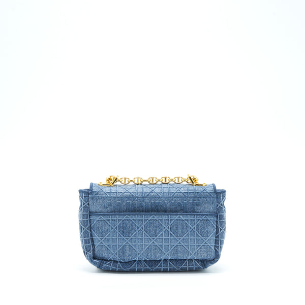 Dior Small Dior Caro Bag Denim Blue GHW