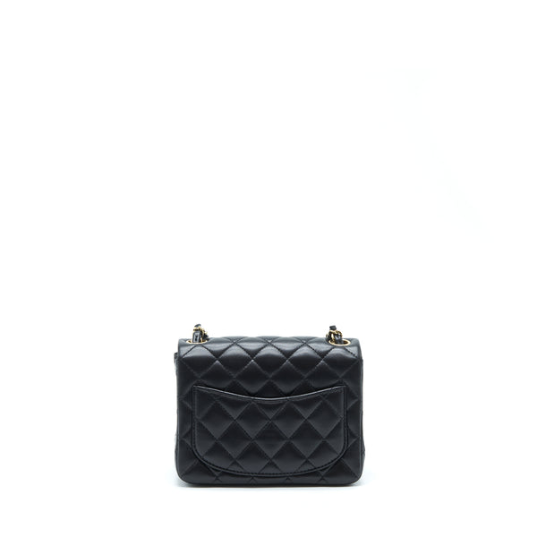 Chanel Mini Square Flap Bag Lambskin Black LGHW (Microchip)