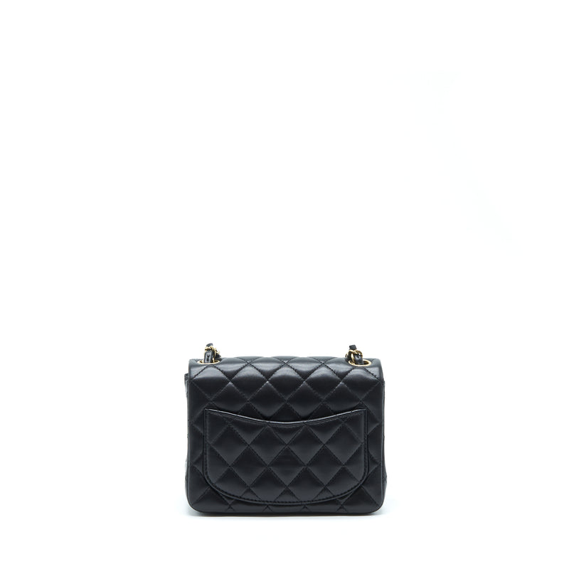 Chanel Mini Square Flap Bag Lambskin Black LGHW (Microchip)