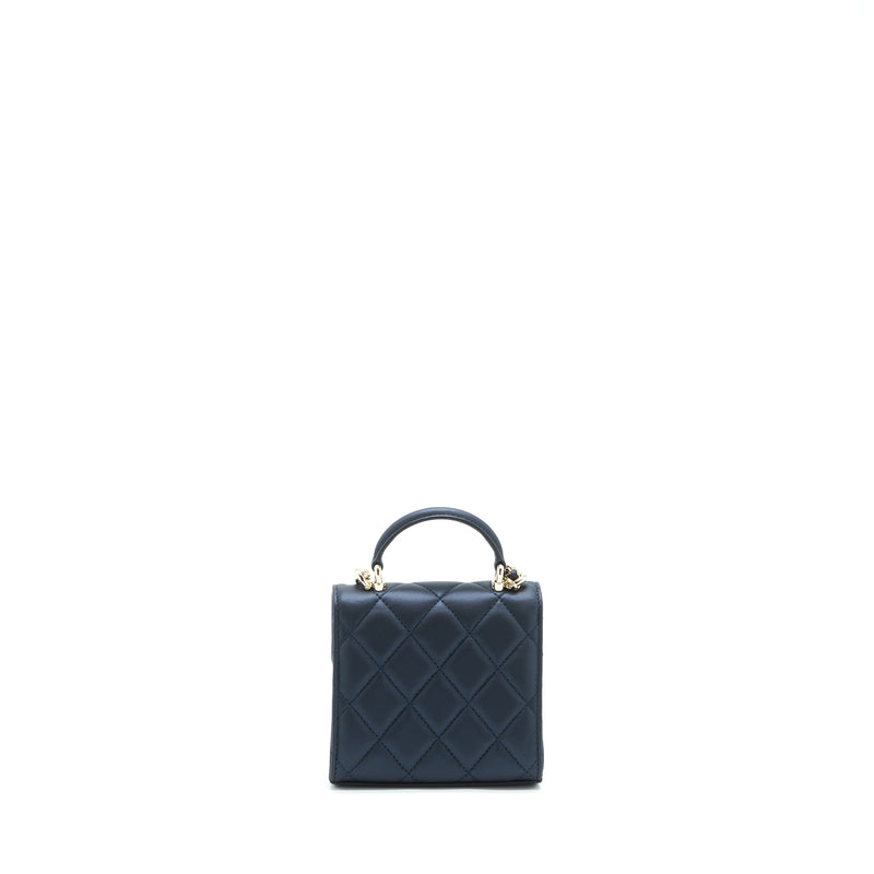 Chanel 22S Top Handle Mini Flap Bag With Chain Lambskin Navy LGHW