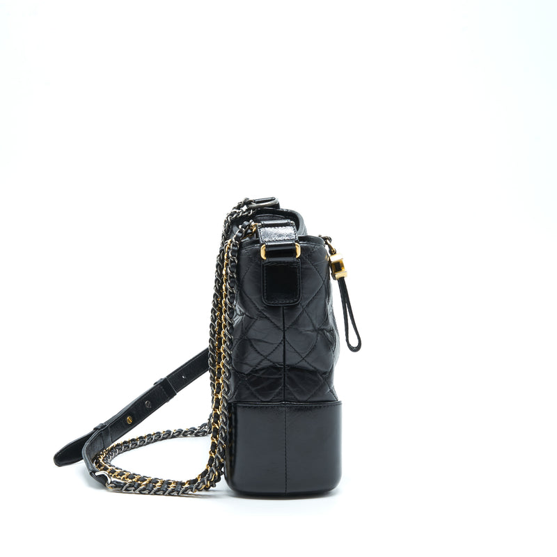 Chanel Medium Gabrielle Bag Calfskin Black With Multicolour Hardware