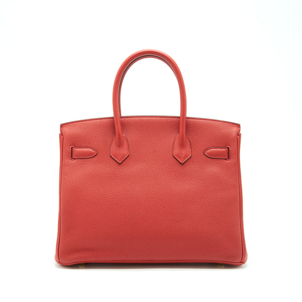 Hermes Birkin 30 Togo D5 Geranium GHW Stamp X