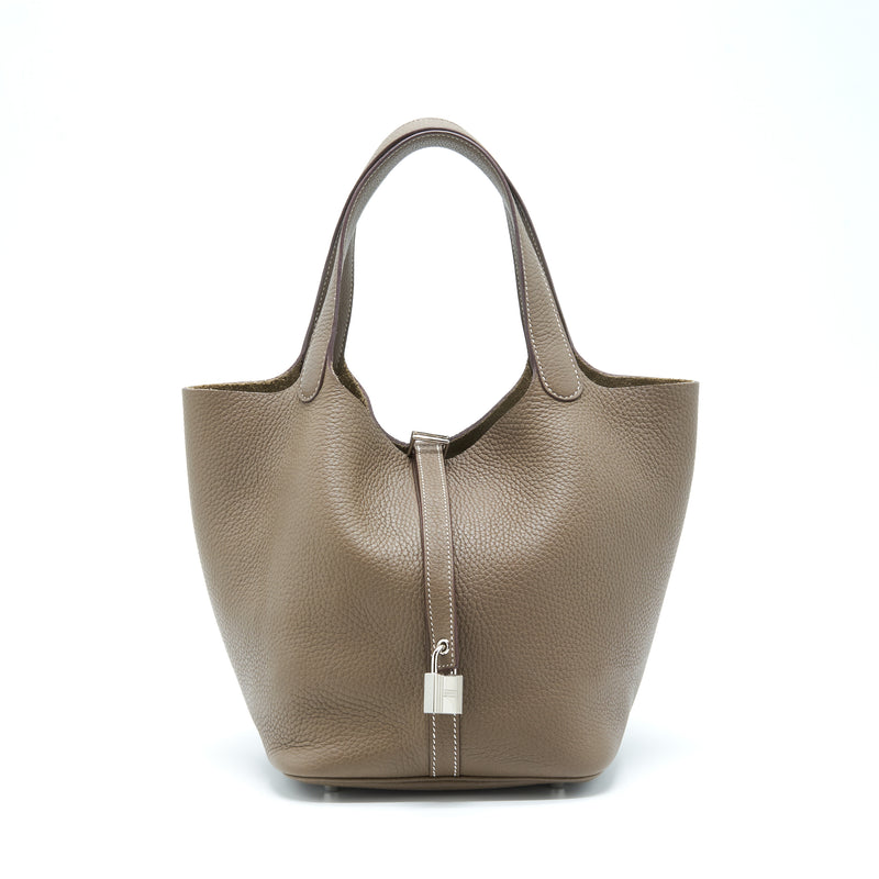 Hermes Picotin 22 Lock Bag Clemence Etoupe SHW Stamp Z