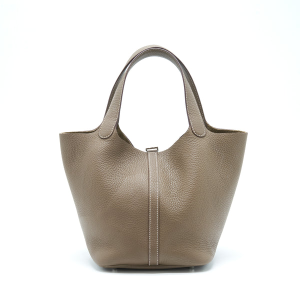 Hermes Picotin 22 Lock Bag Clemence Etoupe SHW Stamp Z