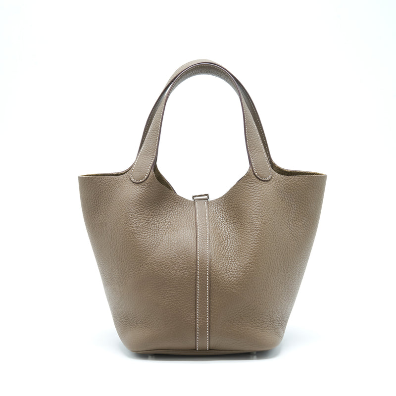Hermes Picotin 22 Lock Bag Clemence Etoupe SHW Stamp Z