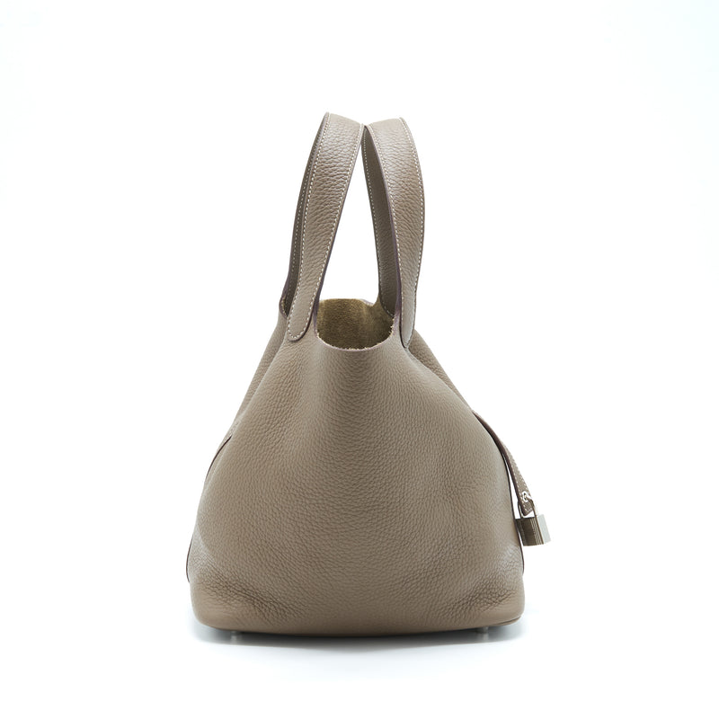 Hermes Picotin 22 Lock Bag Clemence Etoupe SHW Stamp Z