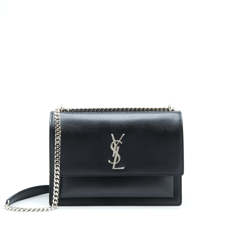 Saint Laurent/YSL Medium Sunset Bag Calfskin Black SHW