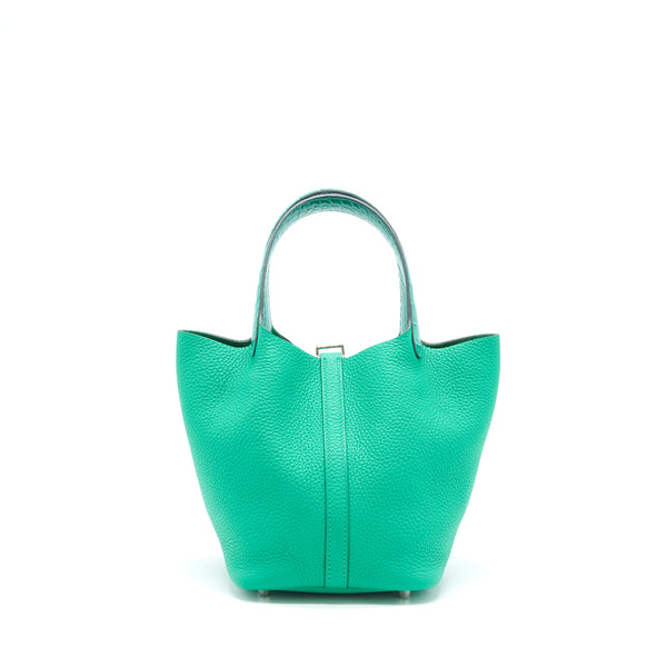 Hermes Picotin Lock 18 Touch Bag Clemence with Alligator Handle Menthe/Vert Jade SHW Stamp X