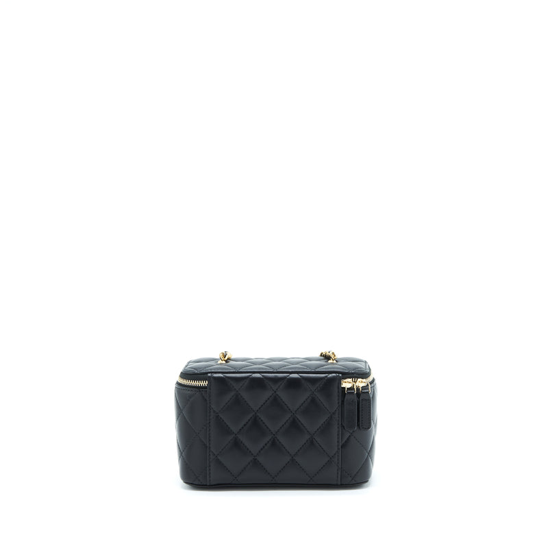 Chanel 22S Pearl Crush Long Vanity With Chain Lambskin Black GHW