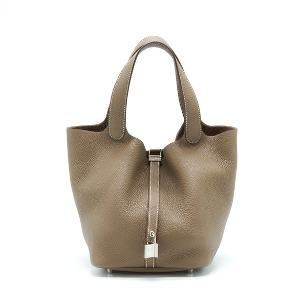 Hermes Picotin 22 Lock Bag Clemence Etoupe SHW Stamp Z