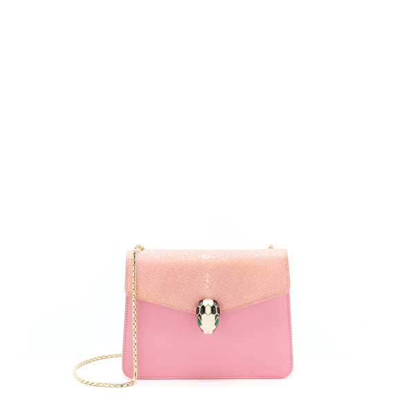 Bvlgari Serpenti Forever Crossbody Bag Gaulchat And Calfskin Light Pink LGHW