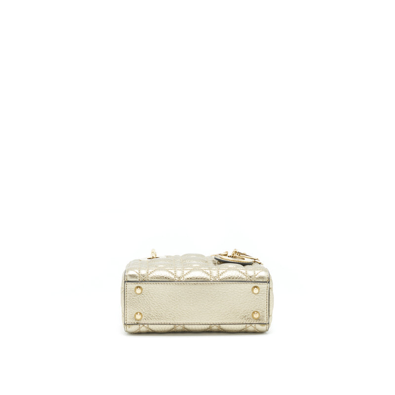 Dior Mini Lady Dior Supple Grained Calfskin Metallic Gold LGHW