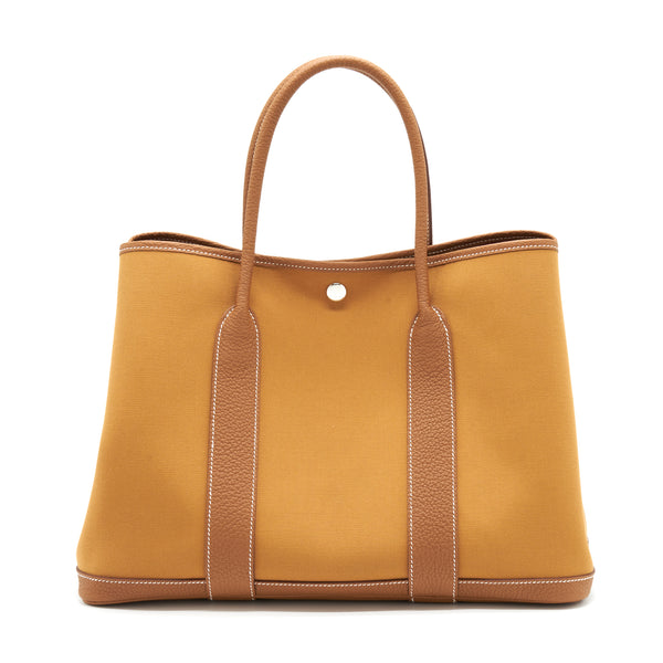 Hermes Garden Party 36 Officer Bicolour Dune-Magnolia/Gold SHW Stamp Z