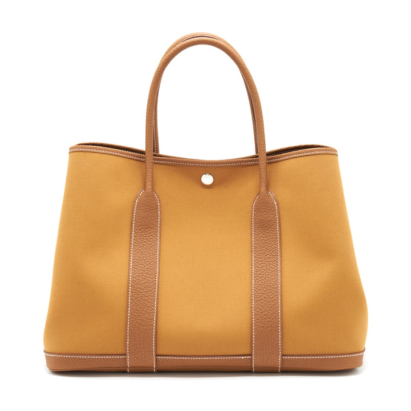 Hermes Garden Party 36 Officer Bicolour Dune-Magnolia/Gold SHW Stamp Z