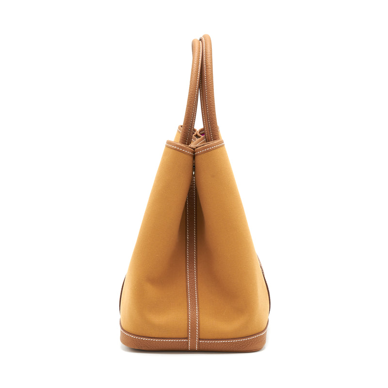 Hermes Garden Party 36 Officer Bicolour Dune-Magnolia/Gold SHW Stamp Z