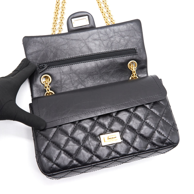 Chanel 2.55 Handbag Aged Calfskin Black GHW