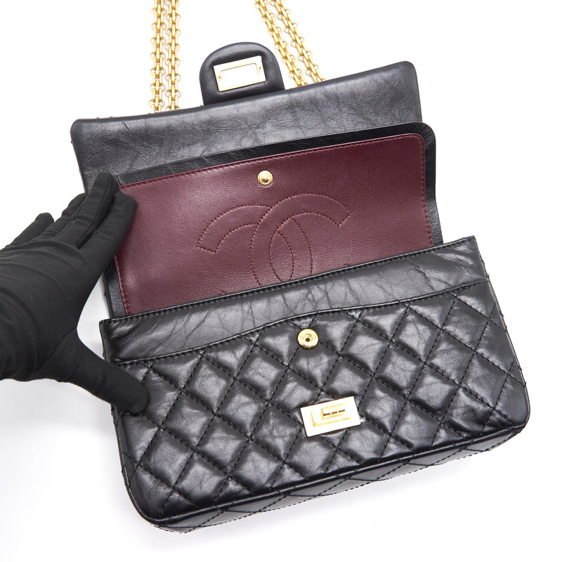 Chanel 2.55 Handbag Aged Calfskin Black GHW