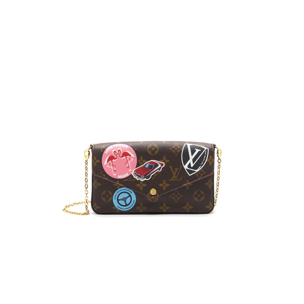 LOUIS VUITTON Pochette Felicie Monogram Famingo & Car