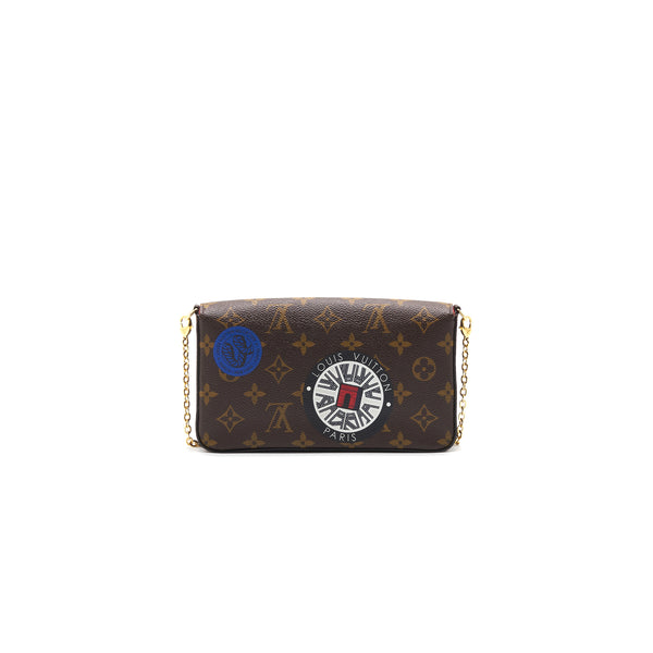 LOUIS VUITTON Pochette Felicie Monogram Famingo & Car