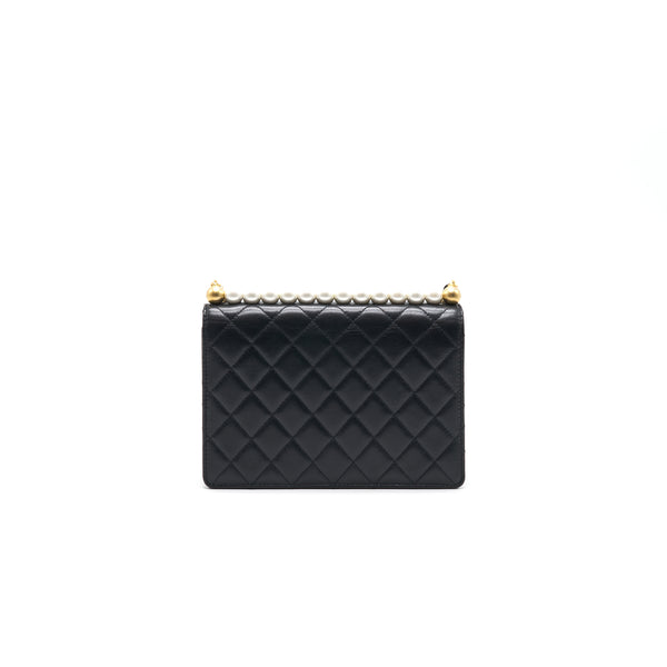 Chanel Pearl Flap Bag Lambskin Black