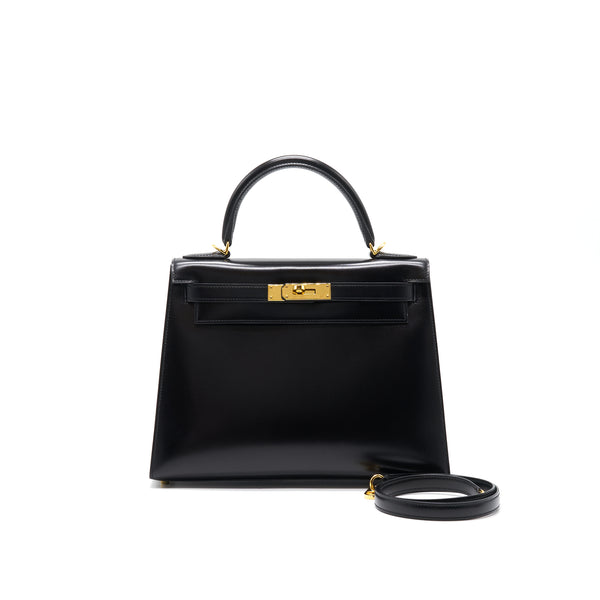 Hermes kelly 28 Box Leather Black GHW