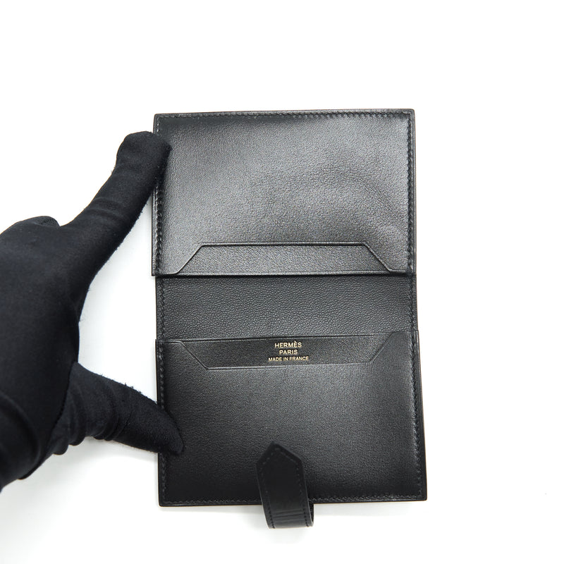 Hermes Bearn Card Holder Box Calfskin Black GHW Stamp U