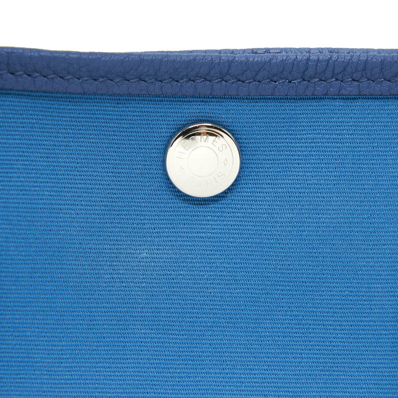 Hermes Garden Party 30 Canvas Blue Brighton/Azur SHW Stamp Z