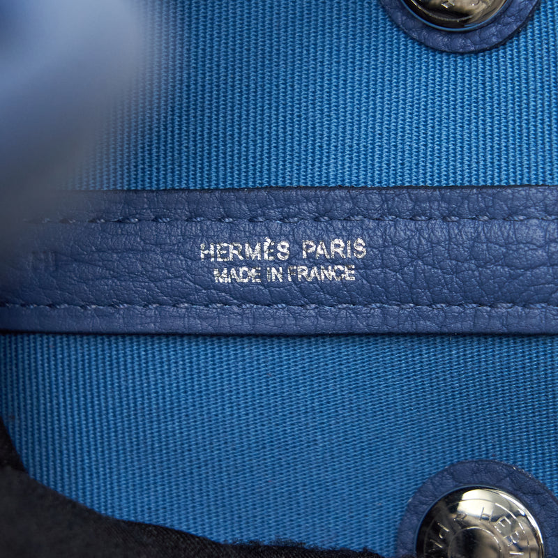Hermes Garden Party 30 Canvas Blue Brighton/Azur SHW Stamp Z