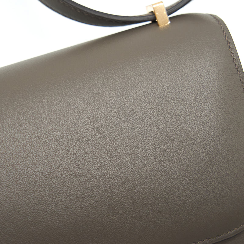 Hermes Mini Constance Swift 8F Gris Etain RGHW Stamp Y