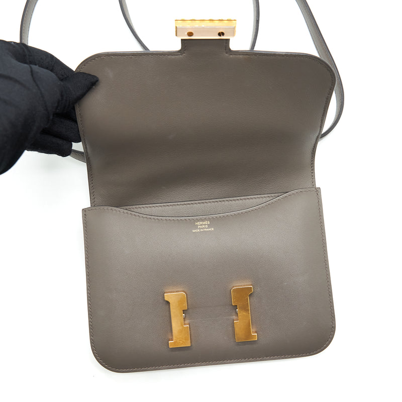 Hermes Mini Constance Swift 8F Gris Etain RGHW Stamp Y