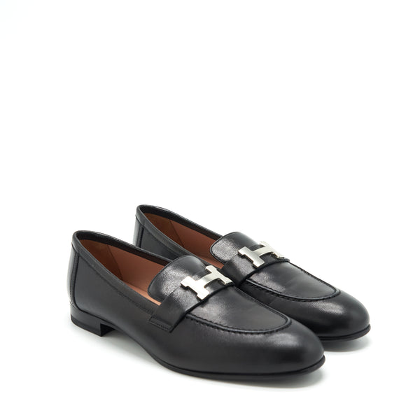 Hermes Size 38 Paris Loafer Black SHW