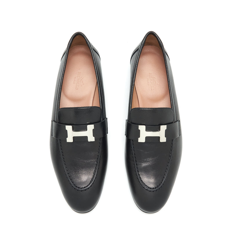 Hermes Size 38 Paris Loafer Black SHW