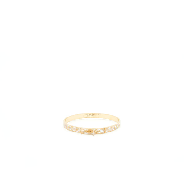 Hermes Size ST Kelly Bracelet, Small Model, Rose Gold With Full Diamonds