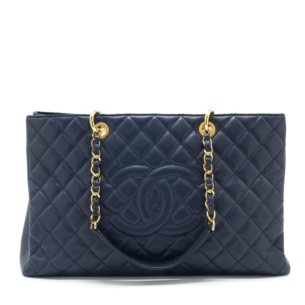 Chanel Grand Shopping Tote XL Caviar Navy GHW