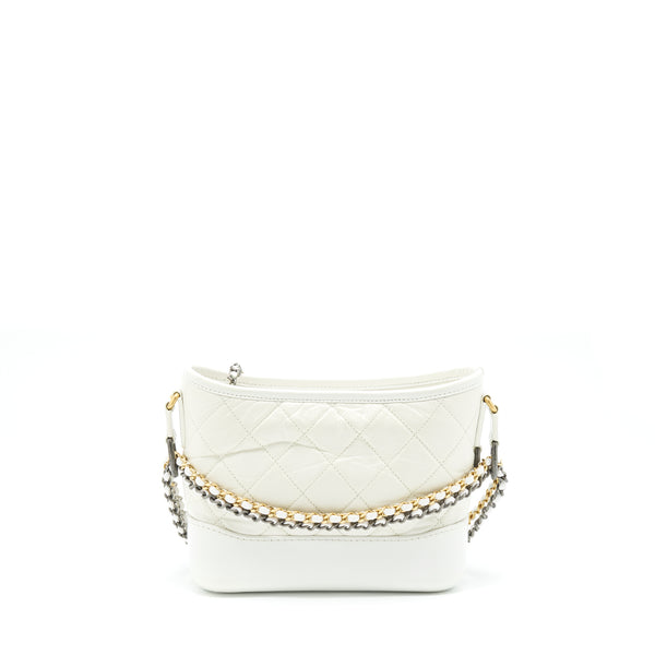 Chanel Small Gabrielle Hobo Bag Calfskin White Multicolour Hardware