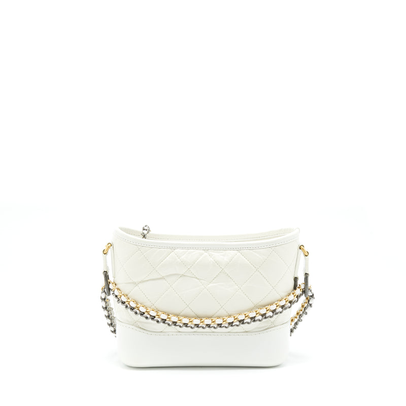 Chanel Small Gabrielle Hobo Bag Calfskin White Multicolour Hardware