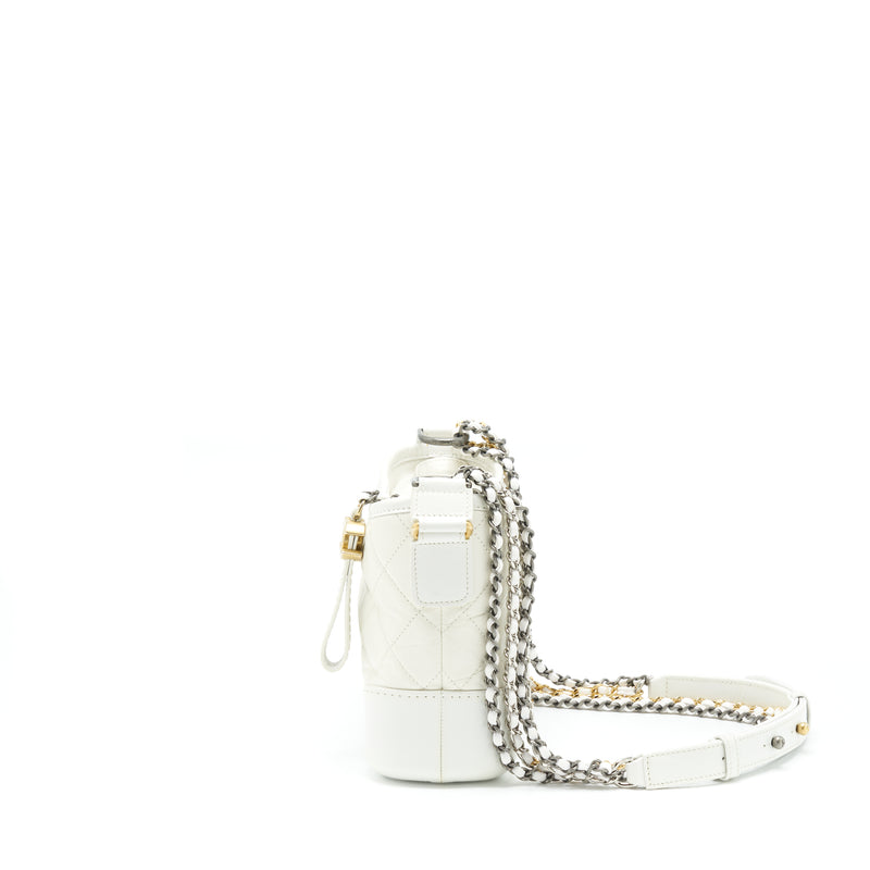 Chanel Small Gabrielle Hobo Bag Calfskin White Multicolour Hardware