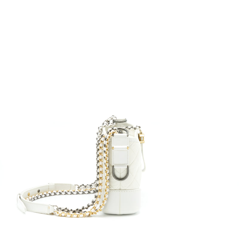 Chanel Small Gabrielle Hobo Bag Calfskin White Multicolour Hardware