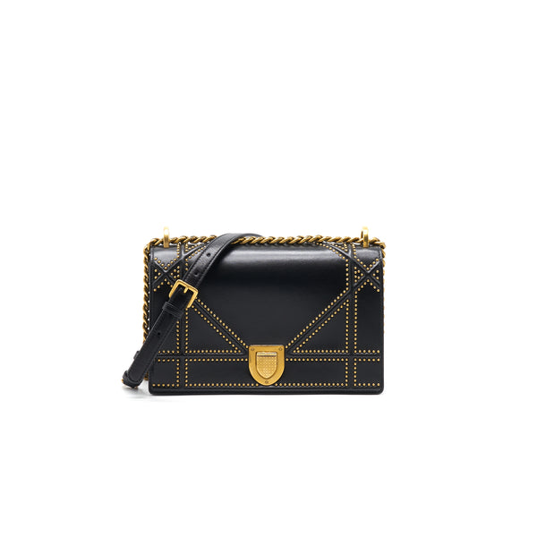 Dior Diorama Bag in Studded Lambskin Black GHW