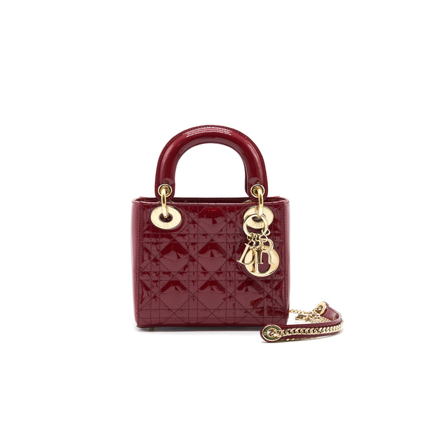 Dior Mini Lady Dior Patent Leather Red with GHW