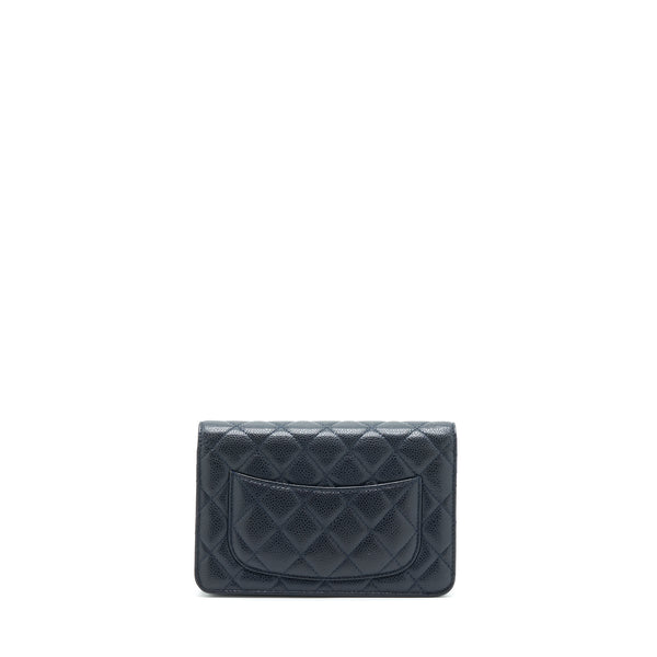 Chanel Classic Wallet On Chain Caviar Navy Ruthenium Hardware