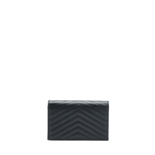 Saint Laurent/YSL Cassandra Matelasse Envelope Chain Wallet Grained Calfskin Black SHW