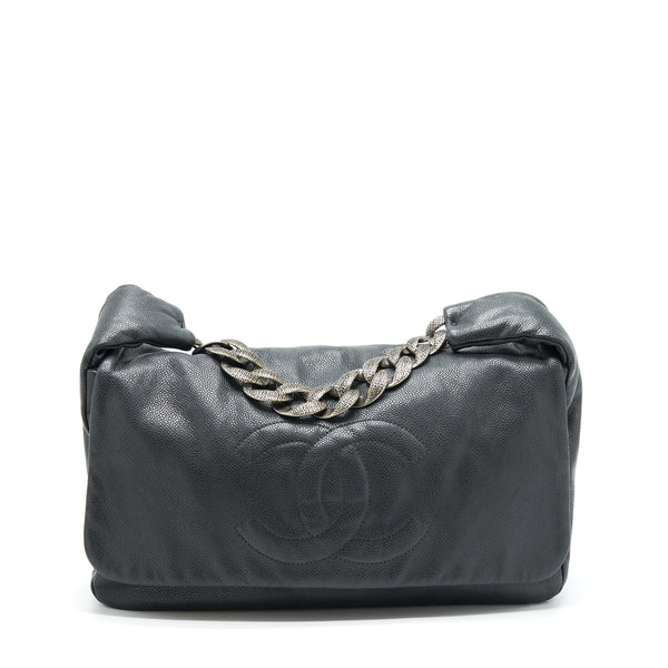 Chanel Vintage Shoulder Bag Caviar Black Ruthenium Hardware