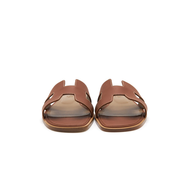 Hermes size 36.5 oran sandal Gold Veau box leather