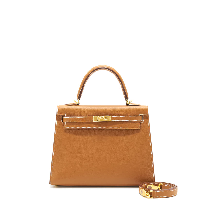 Hermes Kelly 25 Epsom 37 Gold GHW Stamp D