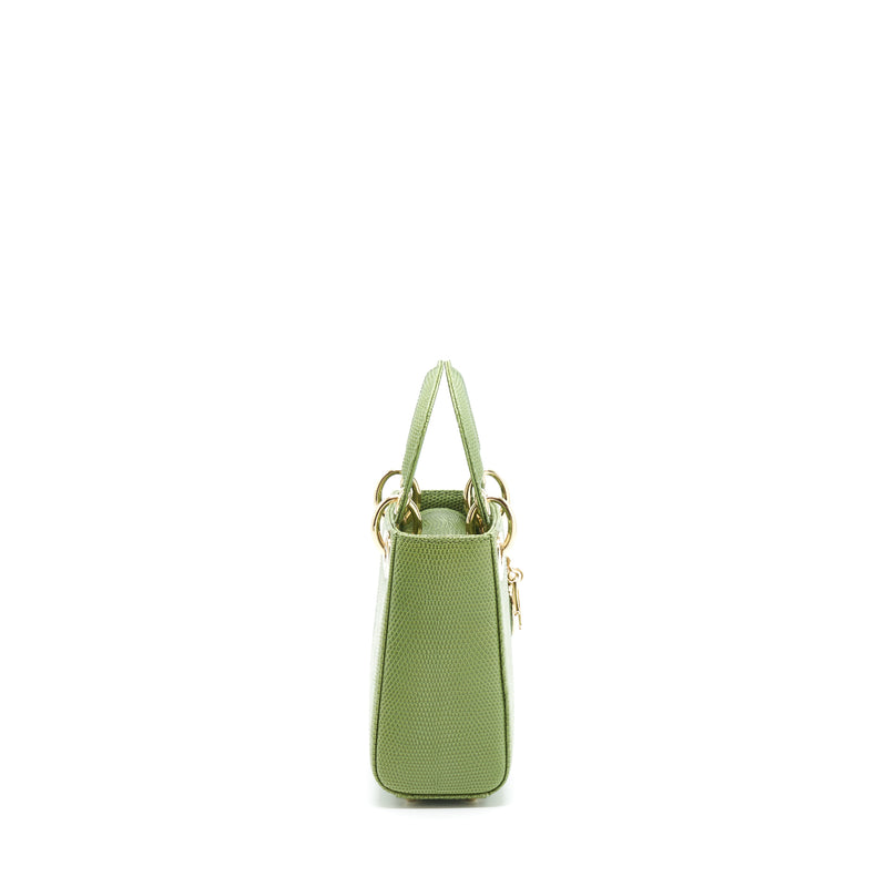 Dior Mini Lady Dior Lizard Light Green SHW