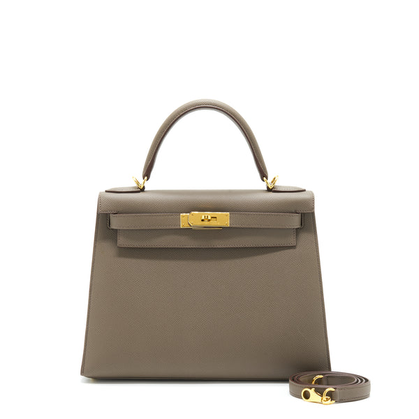 Hermes Kelly 28 Sellier Epsom Gris Etain GHW Stamp D