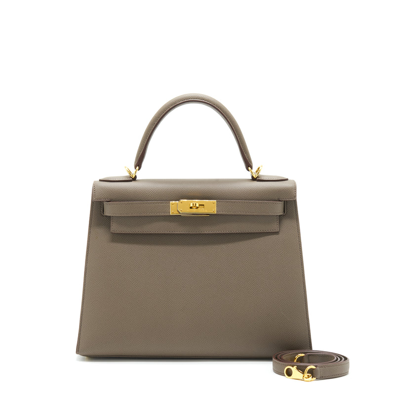 Hermes Kelly 28 Sellier Epsom Gris Etain GHW Stamp D