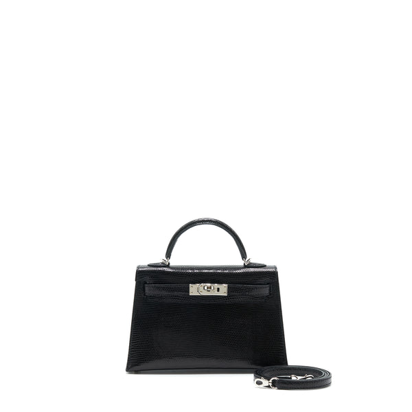 Hermes Mini Kelly 20cm Lizard Black SHW