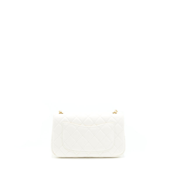 Chanel Pearl Crush Mini Rectangular Flap Bag Lambskin White GHW (Microchip)